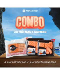 Combo 450g Cá Hồi Nauy Phi Lê: 2 Khay Cắt Thỏi 100g + 1 Khay Nguyên Miếng 250g