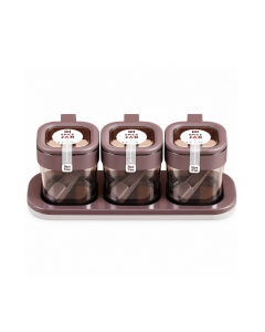 Bộ đựng gia vị 3 hũ 7043 nâu