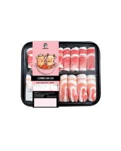 Combo ba chỉ heo bò Freshfoco khay 450g