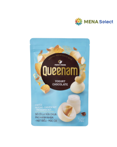 Sô Cô La Sữa Chua Phủ Hạnh Nhân - Hạt Điều - Mắc Ca Không Đường Queenam Túi 75g