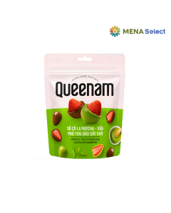 Sô cô la Queenam vị matcha - sữa phủ dâu sấy khô túi 60g
