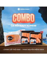 Combo 450g Cá Hồi Nauy Phi Lê: 2 Khay Cắt Thỏi 100g + 1 Khay Nguyên Miếng 250g
